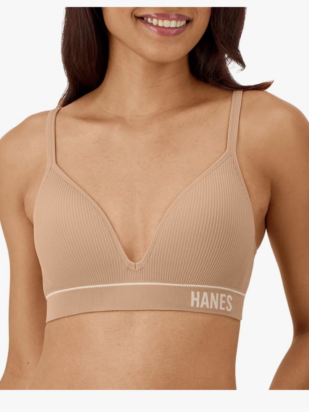 Hanes Ribbed Seamless Bralette in Deep Glow